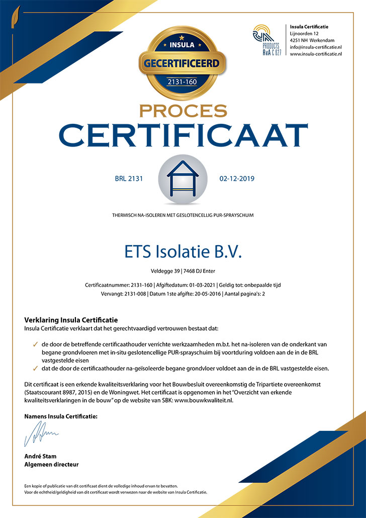 Certificering | ETS Isolatie BV