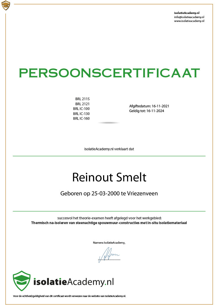 Certificering | ETS Isolatie BV Certificering | ETS Isolatie BV